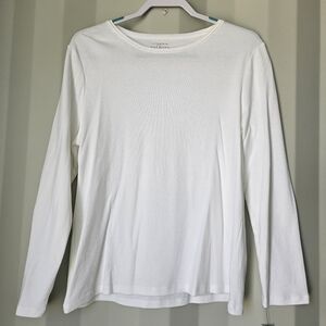 Talbots White Long-Sleeve Crewneck Top